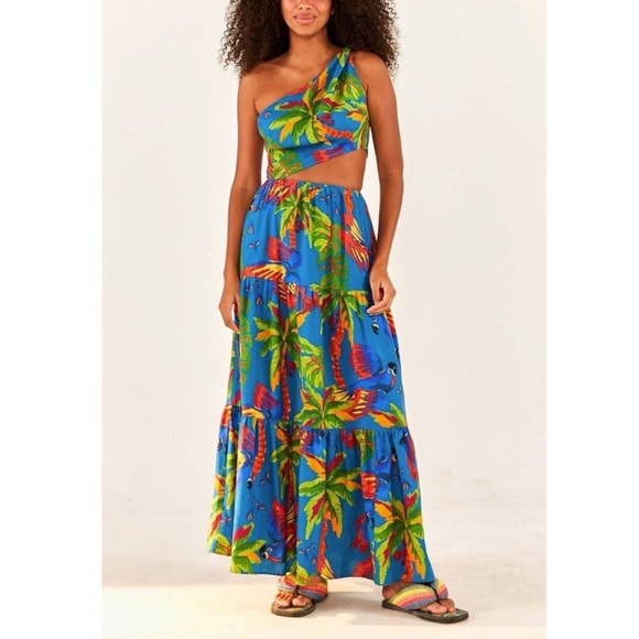 FARM Rio Multicolor Tropical One-Shoulder Maxi Dress - Picture 4 of 15